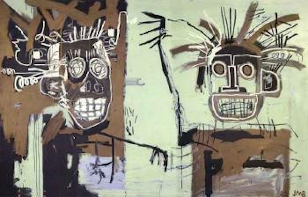 Untitled - two heads on gold by Jean-Michel Basquiat