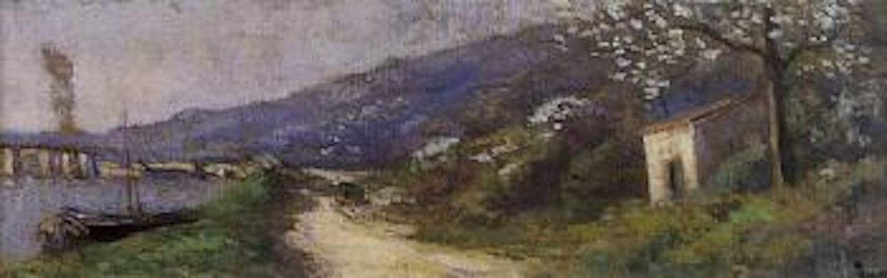 Rolleboise, la route au bord de la Seine by Maximilien Luce