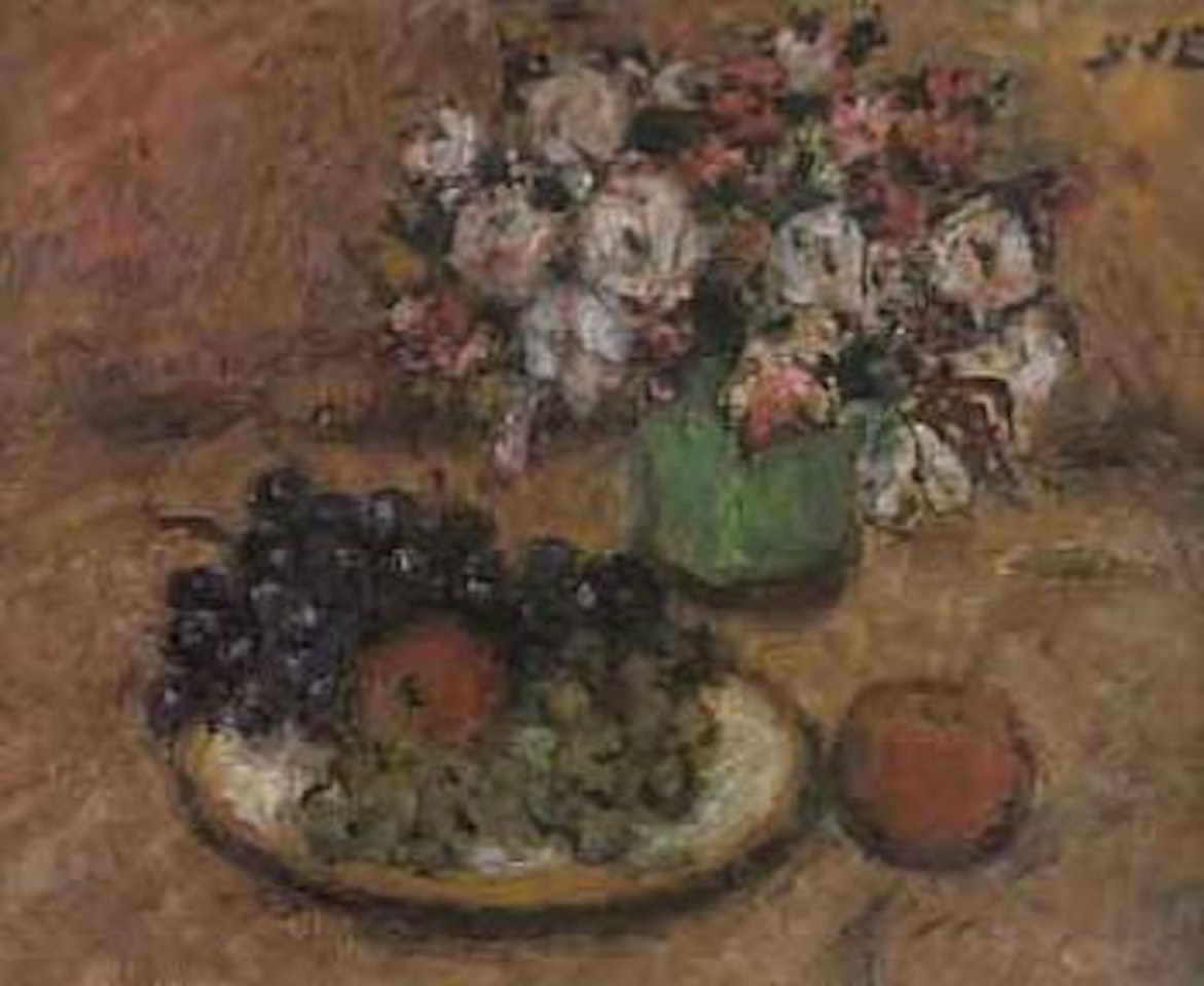 Nature morte aux fleurs et la coupe de fruits by Georges d’Espagnat