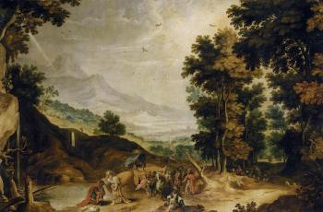 River landscape with Saint Philip baptising the Moor by Frans Francken by Joos de Momper the Younger