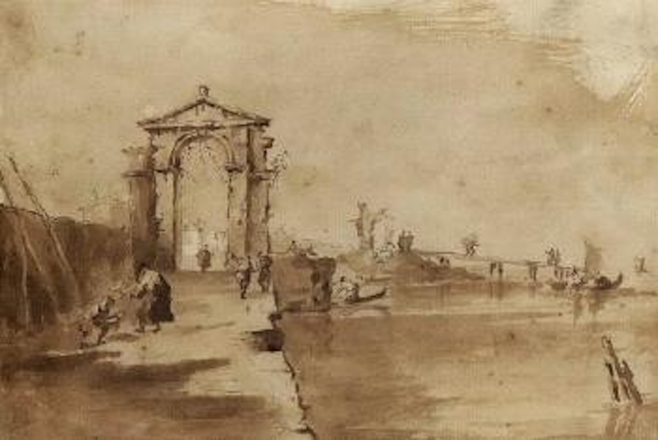 Architectural capriccio with ruins by Francesco Guardi
