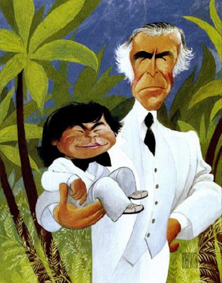 Ricardo Montablan and Herve Villechaize from Fantasy Island by Al Hirschfeld