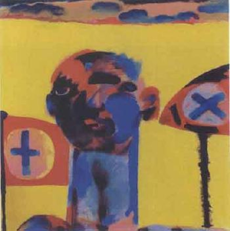 Boy between banners by Robert Hodgins