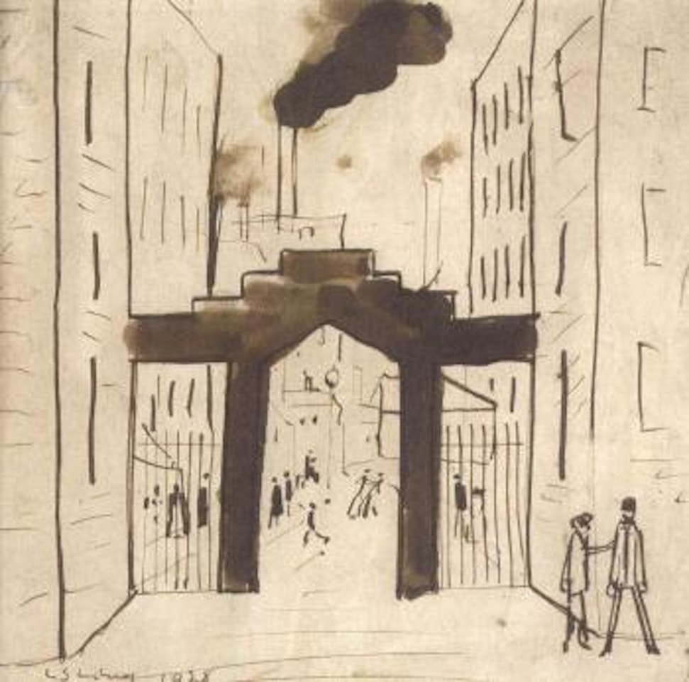Factory gate by Laurence Stephen Lowry