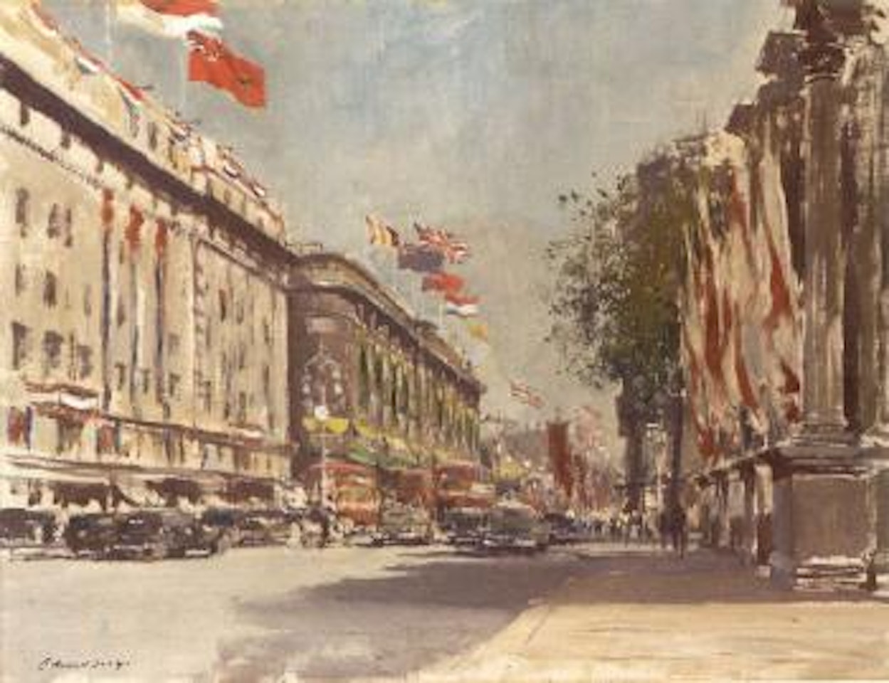 Oxford Street from Marble Arch, 2nd June 1953 by Edward Seago