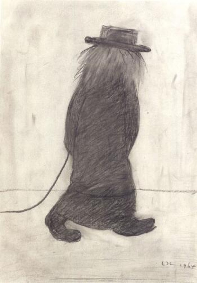 Lady in a straw hat without a dog by Laurence Stephen Lowry