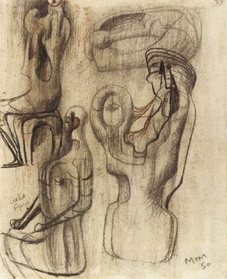 Studies for sculpture, seated figure 1950-1 by Henry Moore