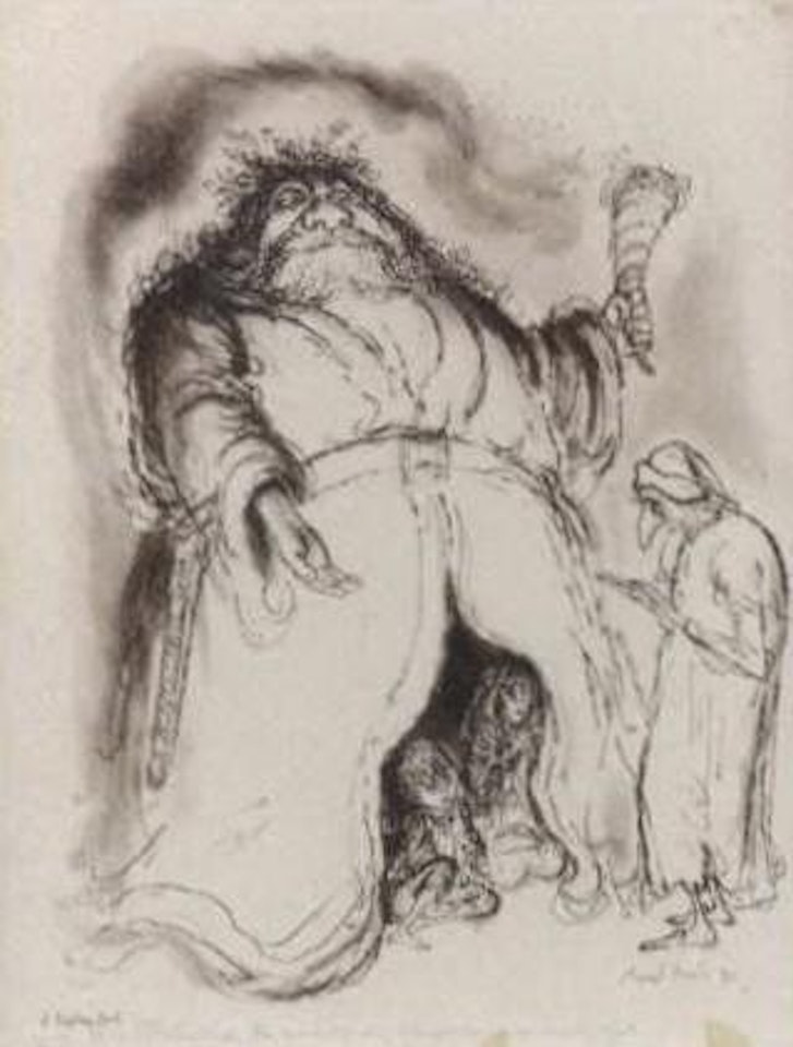 Christmas Carol, Scrooge and the ghost of Christmas present by Ronald Searle