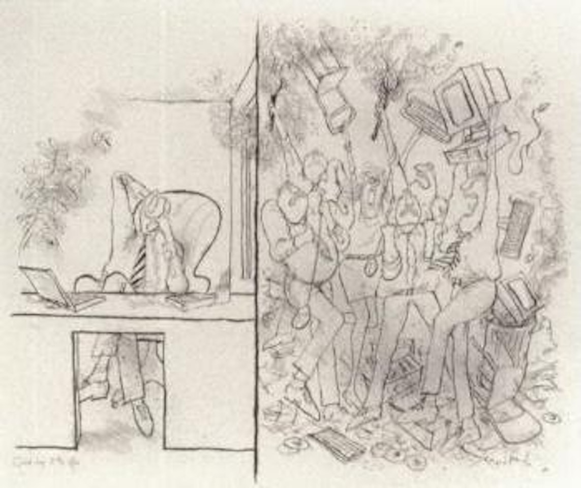 Quiet day at the office by Ronald Searle