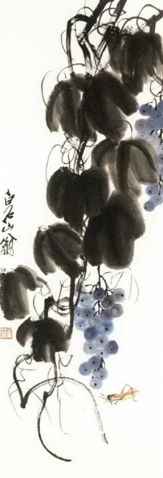 Grapes and grasshopper by Qi Baishi