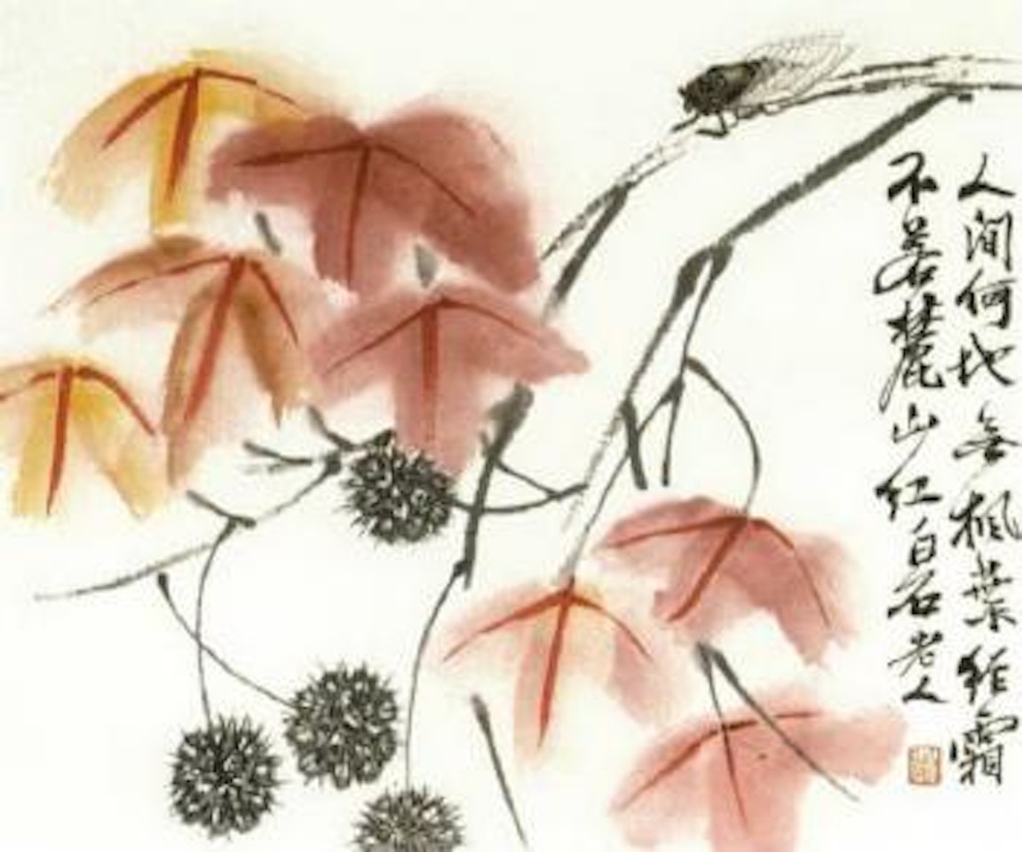 Cicada on a maple tree by Qi Baishi
