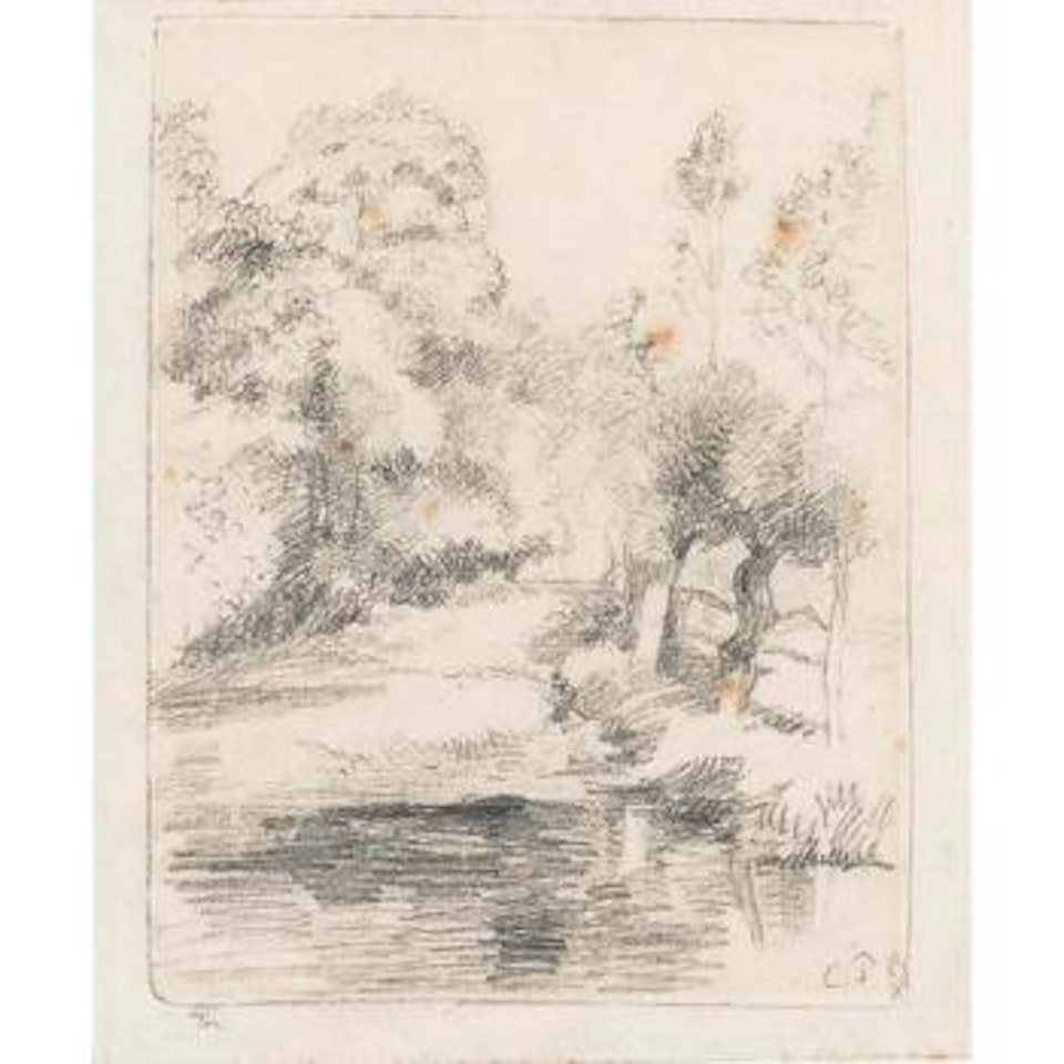 View of trees and brook by Camille Pissarro