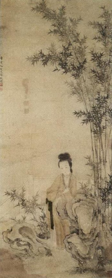 Beautiful woman in garden by Gai Qi