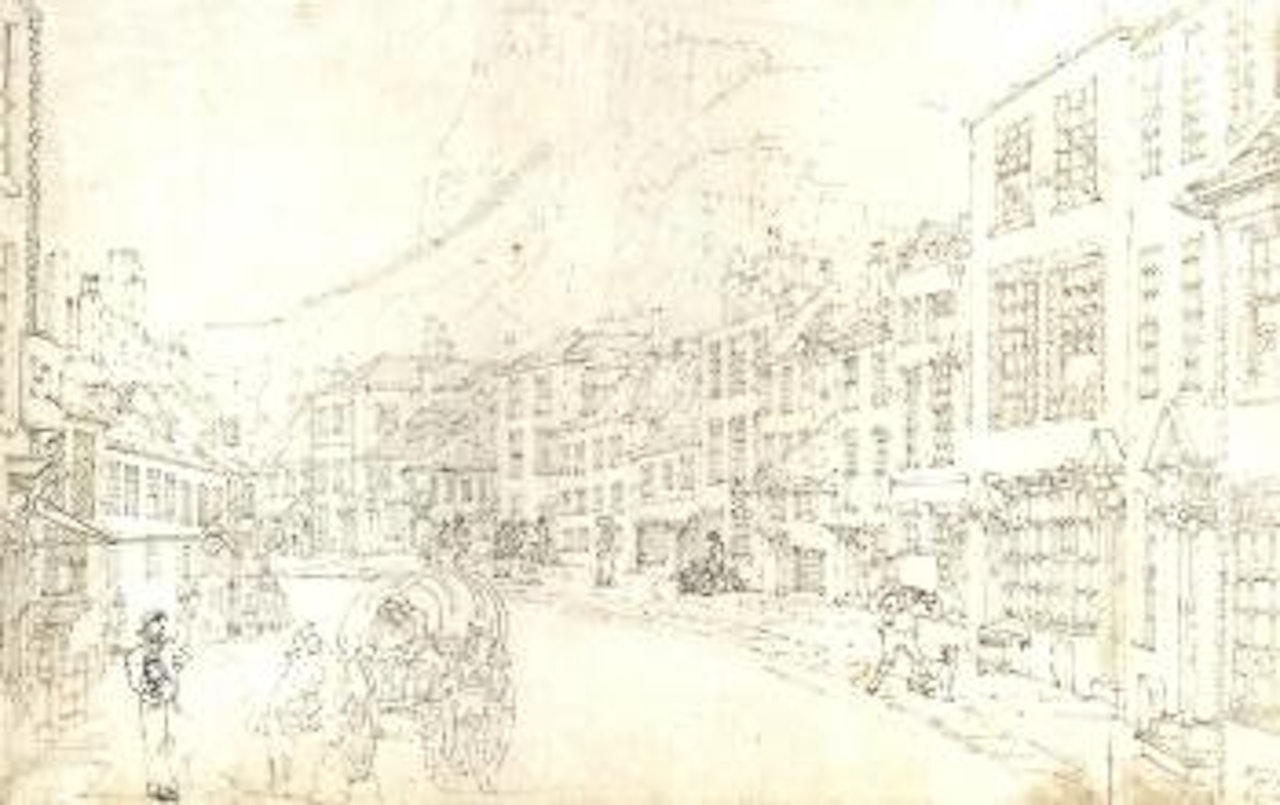 Figures on a street in Dover by Thomas Girtin