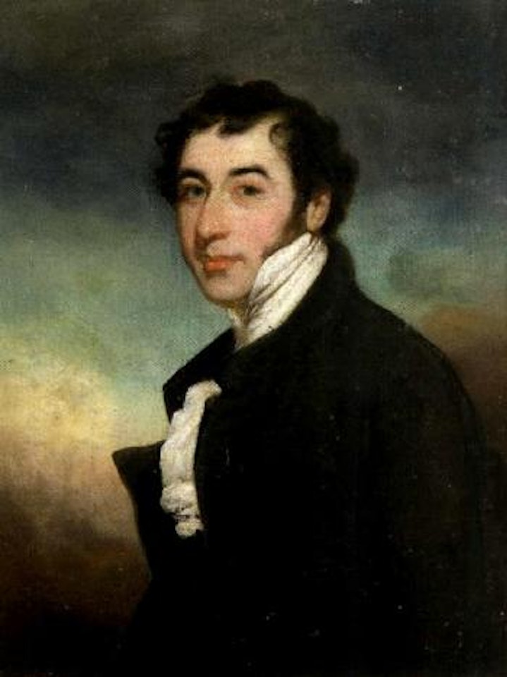 Portrait of a gentleman wearing a black coat by George Chinnery