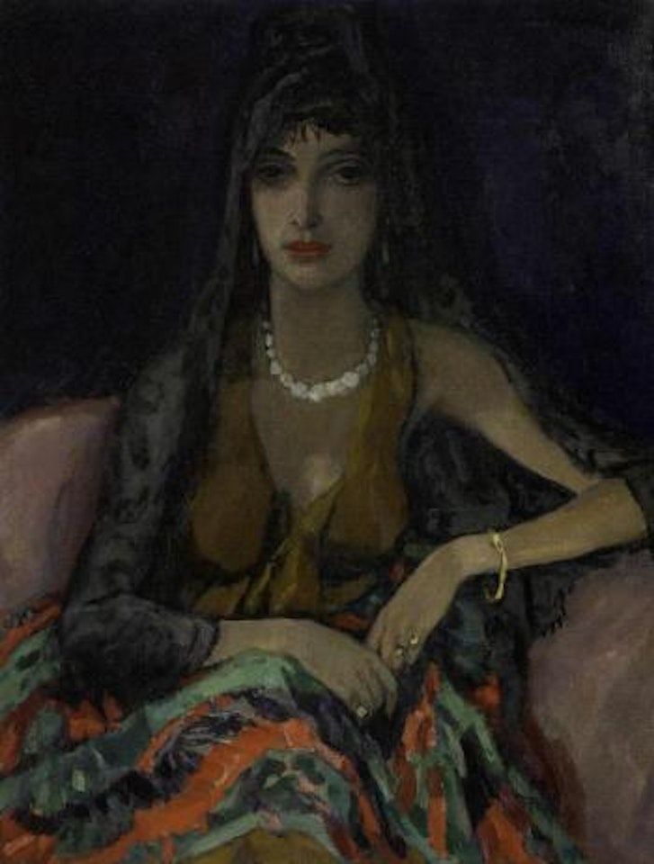 Elegant lady in Spanish dress by Jan Sluyters