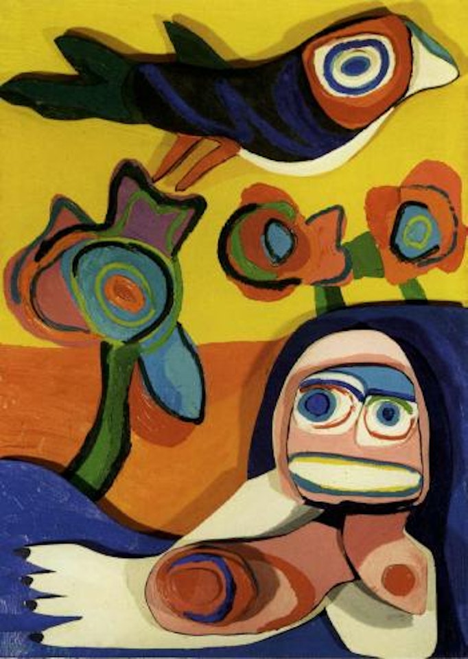 Woman and bird by Karel Appel