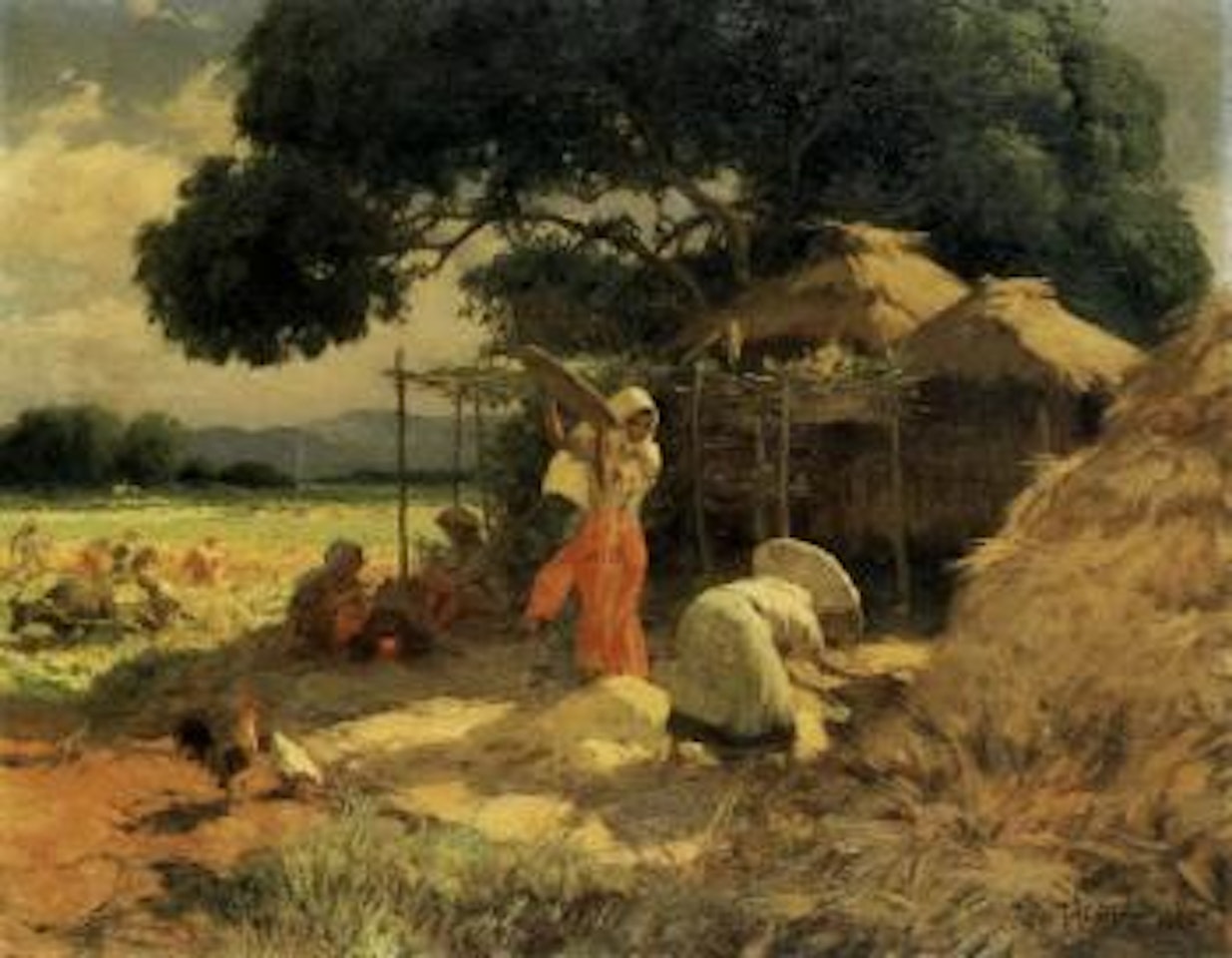 Winnowing rice by Fernando Amorsolo