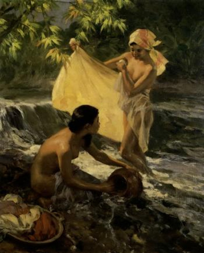 By the stream by Fernando Amorsolo