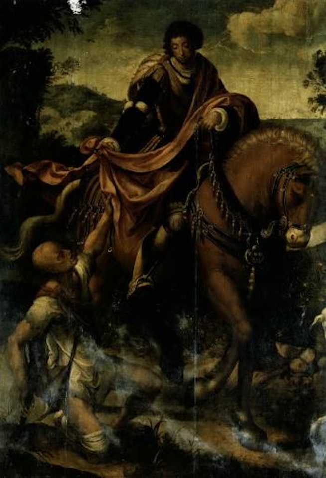 Saint Martin dividing his cloak by Attributed to Pieter Coecke van Aelst I