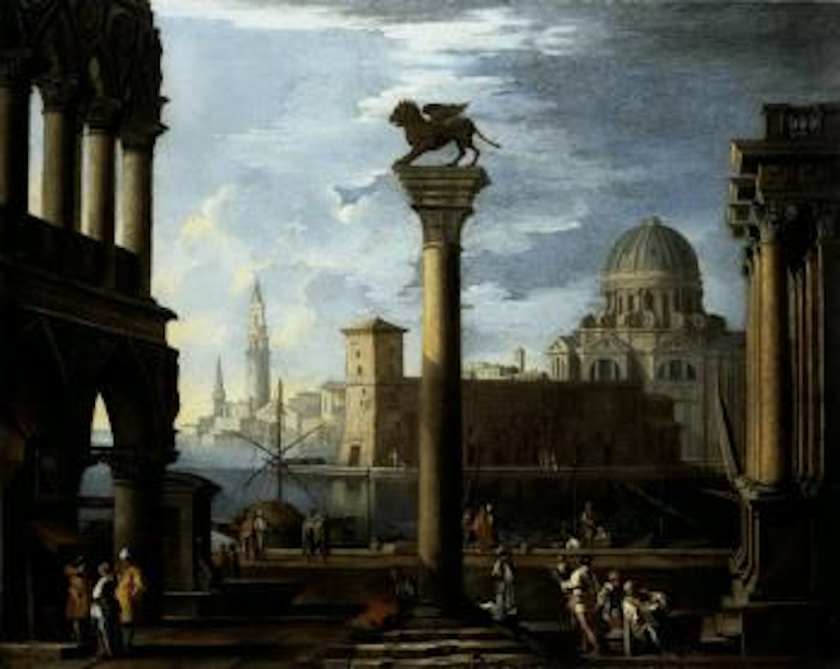 Capriccio view of the Molo from the Piazzetta looking South by Giovanni Ghisolfi