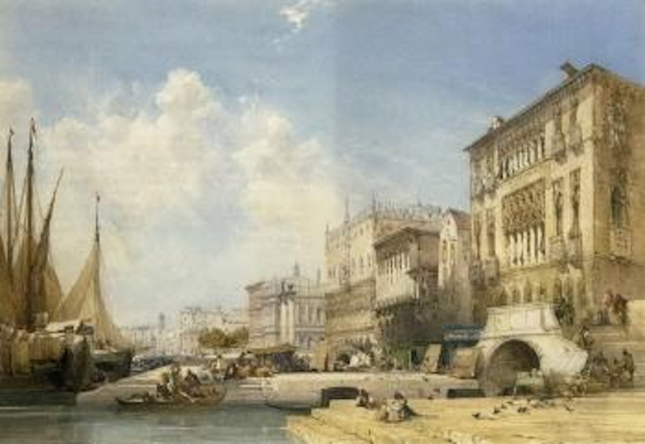 Riva degli Shiavonilooking towards the Danieli Hotel by William Callow