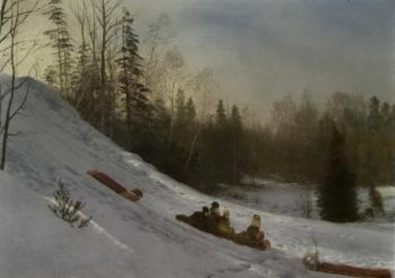 Tobogganing by Albert Bierstadt