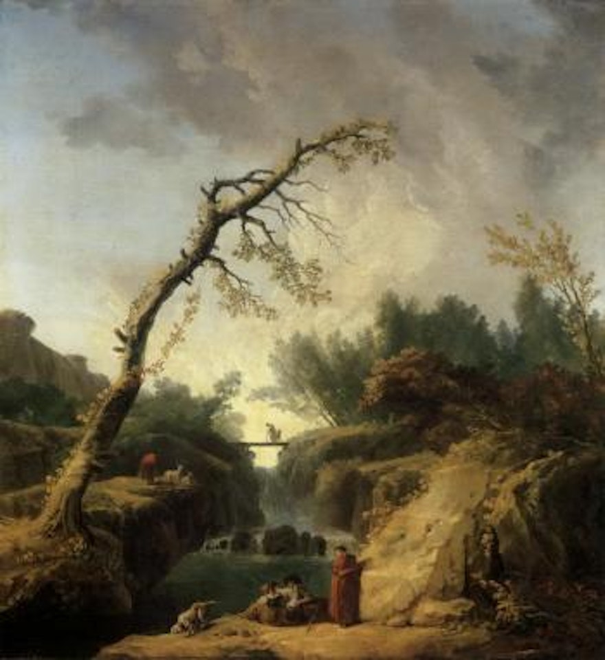 La passerelle sur la cascade by Hubert Robert