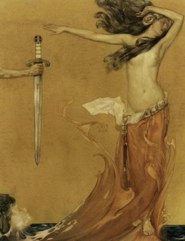 And so she went with the wing roaring and yelling that it seemed all the water brent after her by William Russell Flint