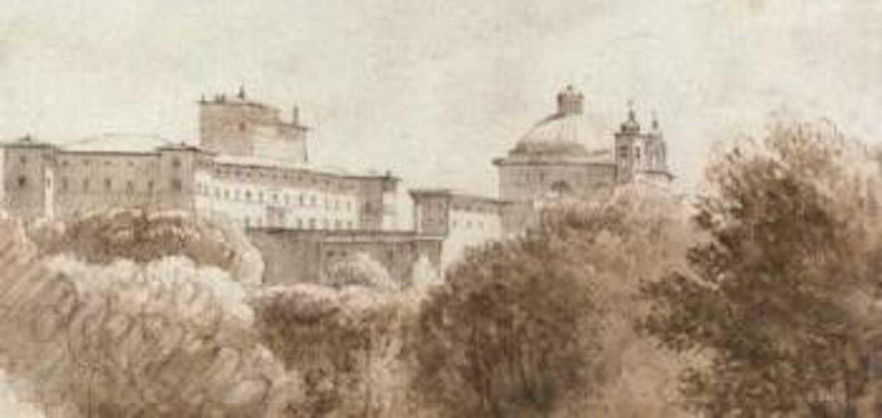 Roman Campagna views and church and monastery at Ariccia by Simon Denis