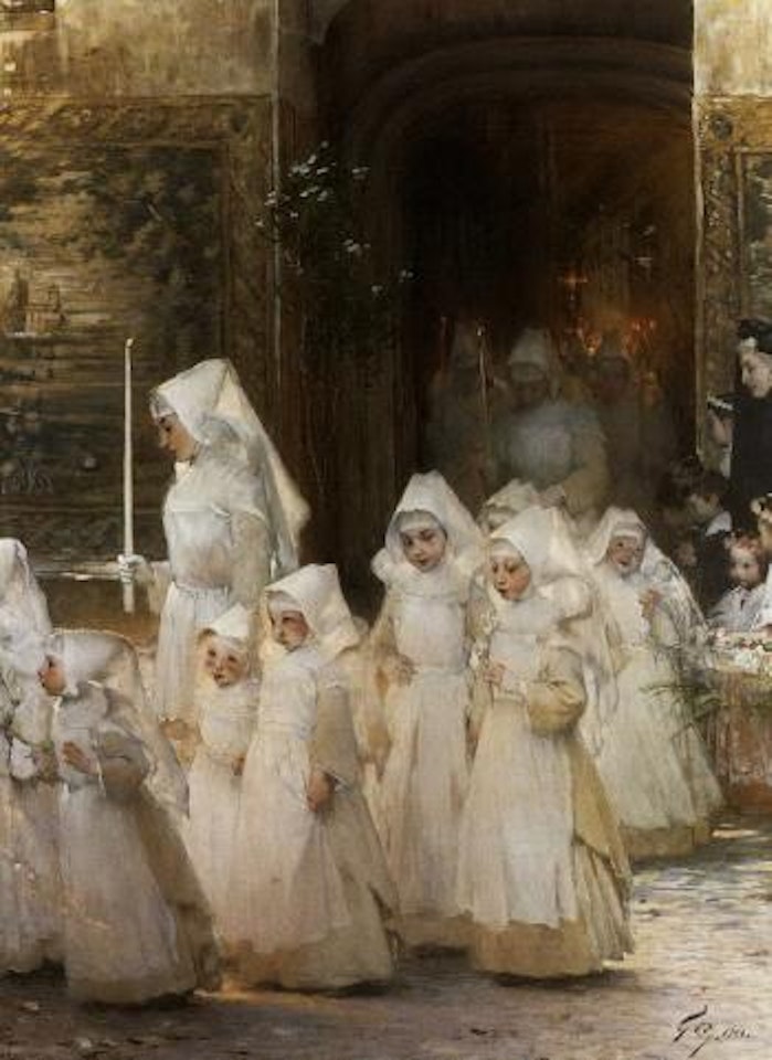 Theorie des petites filles a la procession de la fete dieu by Henry Jules Jean Geoffroy