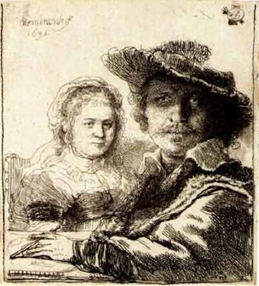 Self portrait with Saskia by Attributed to Rembrandt Harmensz van Rijn