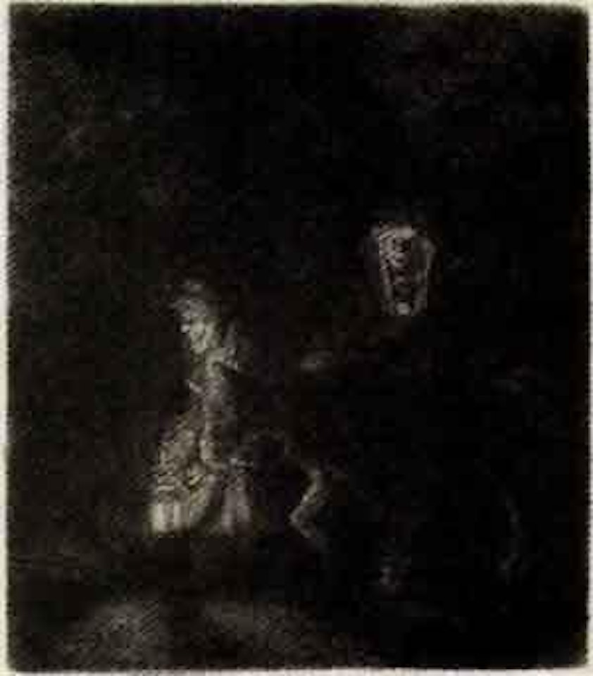 Flight into Egypt, night piece by Attributed to Rembrandt Harmensz van Rijn