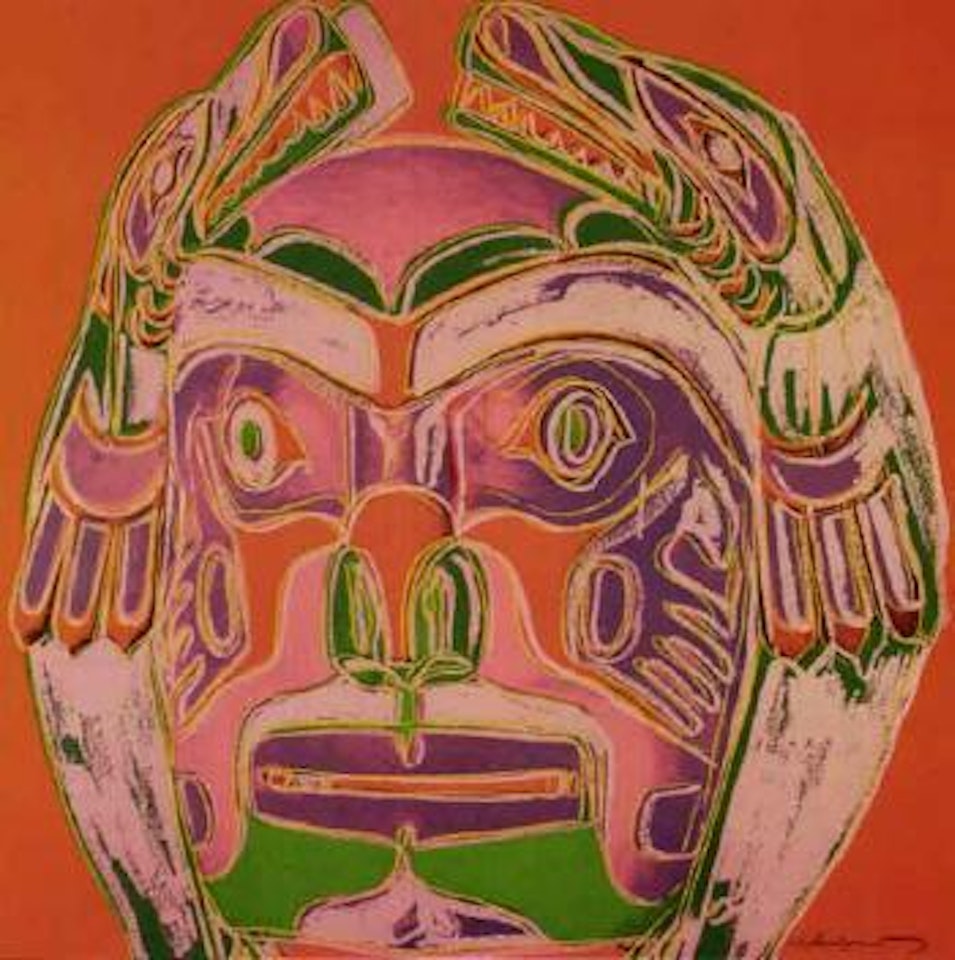 Cowboys and Indians, northwest coast mask by Andy Warhol