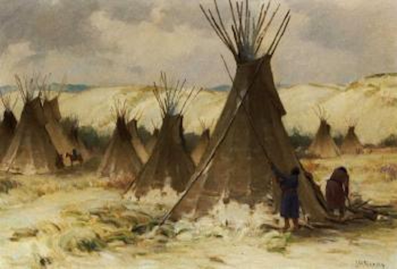 Early winter on Crow Reservation, Montana by Joseph Henry Sharp