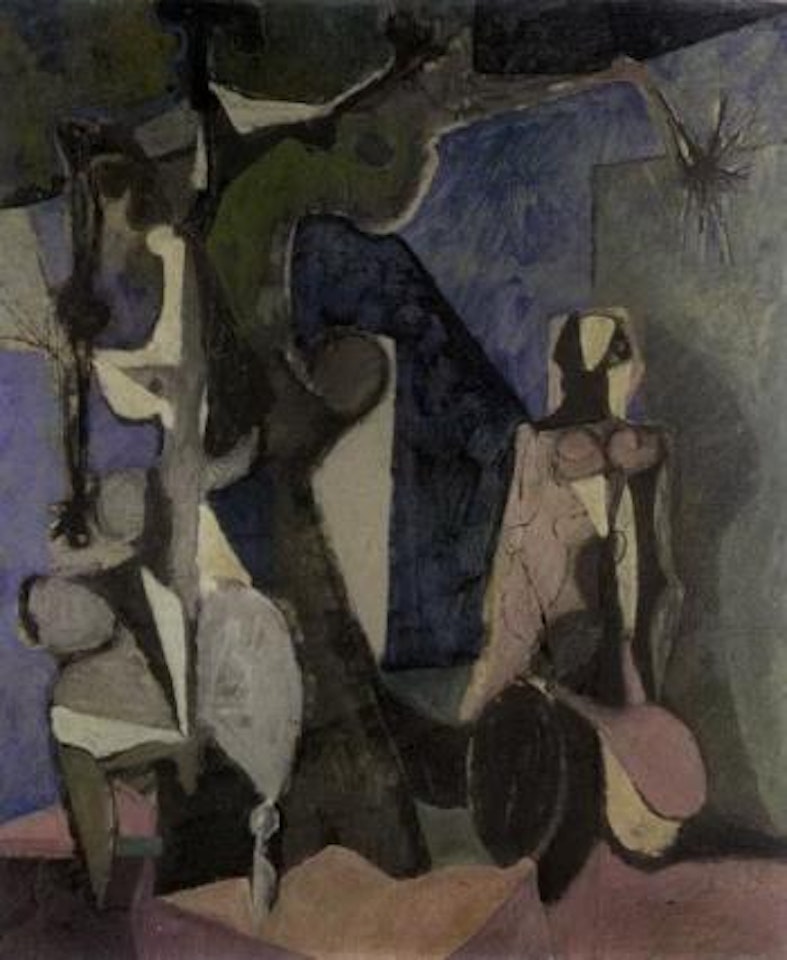 Figures in landscape by Douglas Portway
