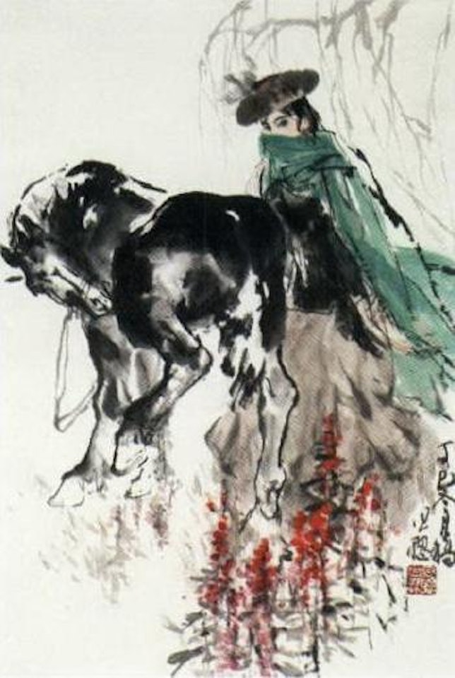 Girl with horse by Zhou Sicong
