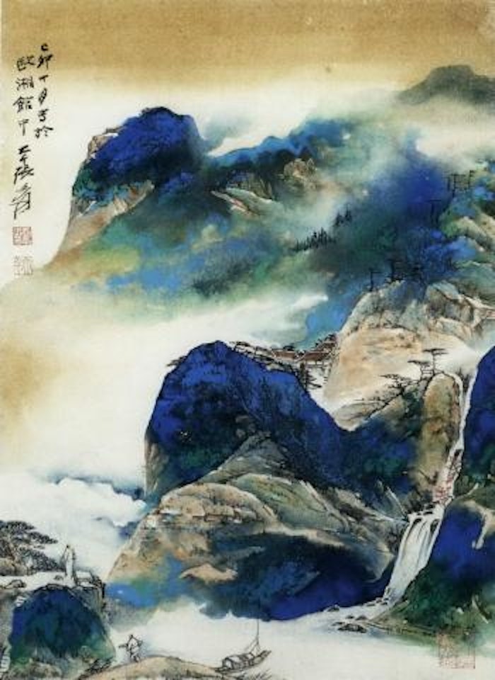 Landscape in blue and green by Zhang Daqian