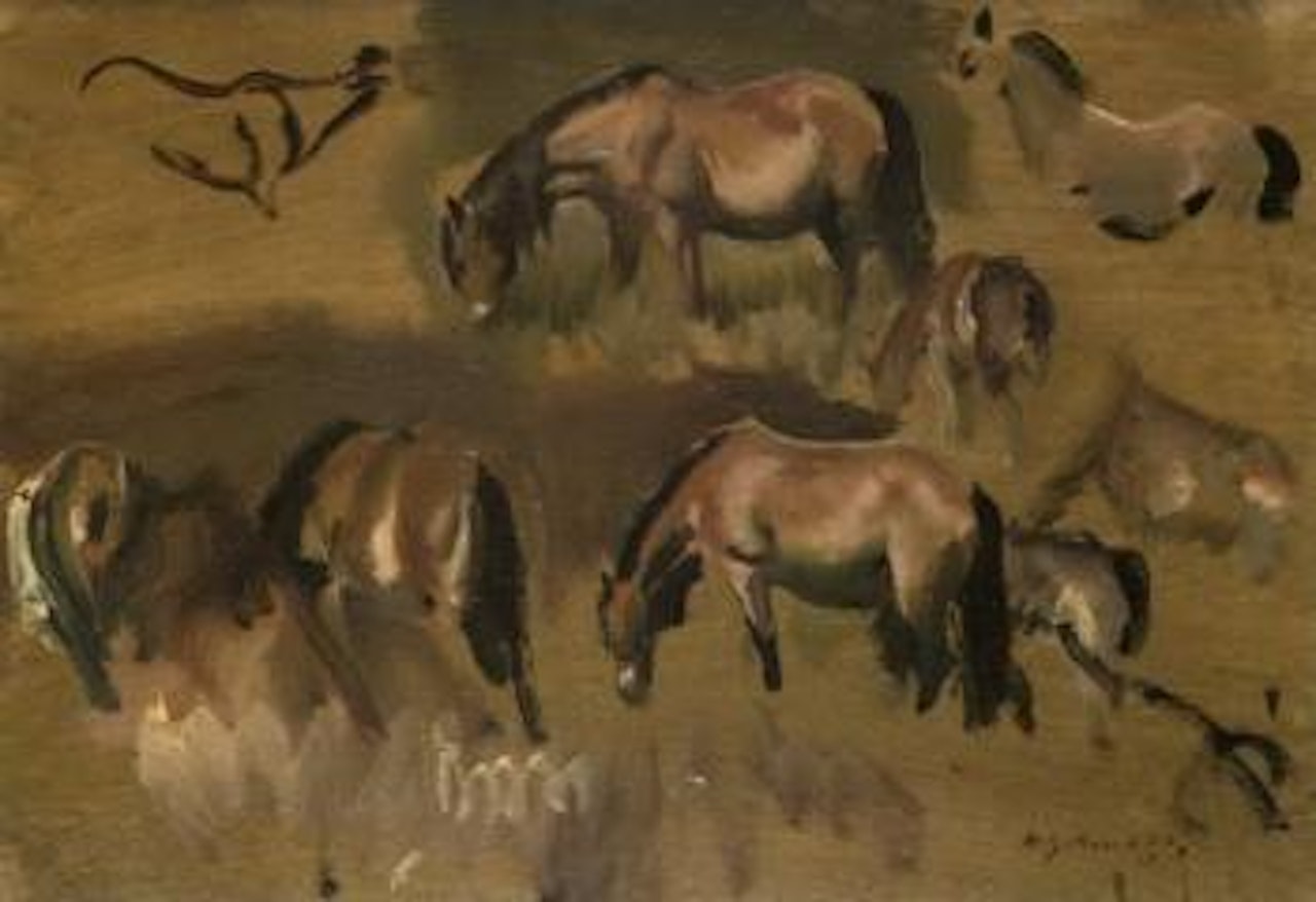 Exmoor ponies, studies no. 15 by Alfred James Munnings