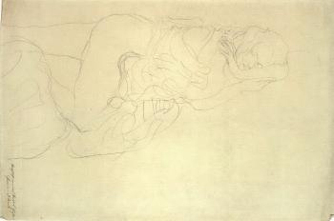 Reclining female nude by Gustav Klimt