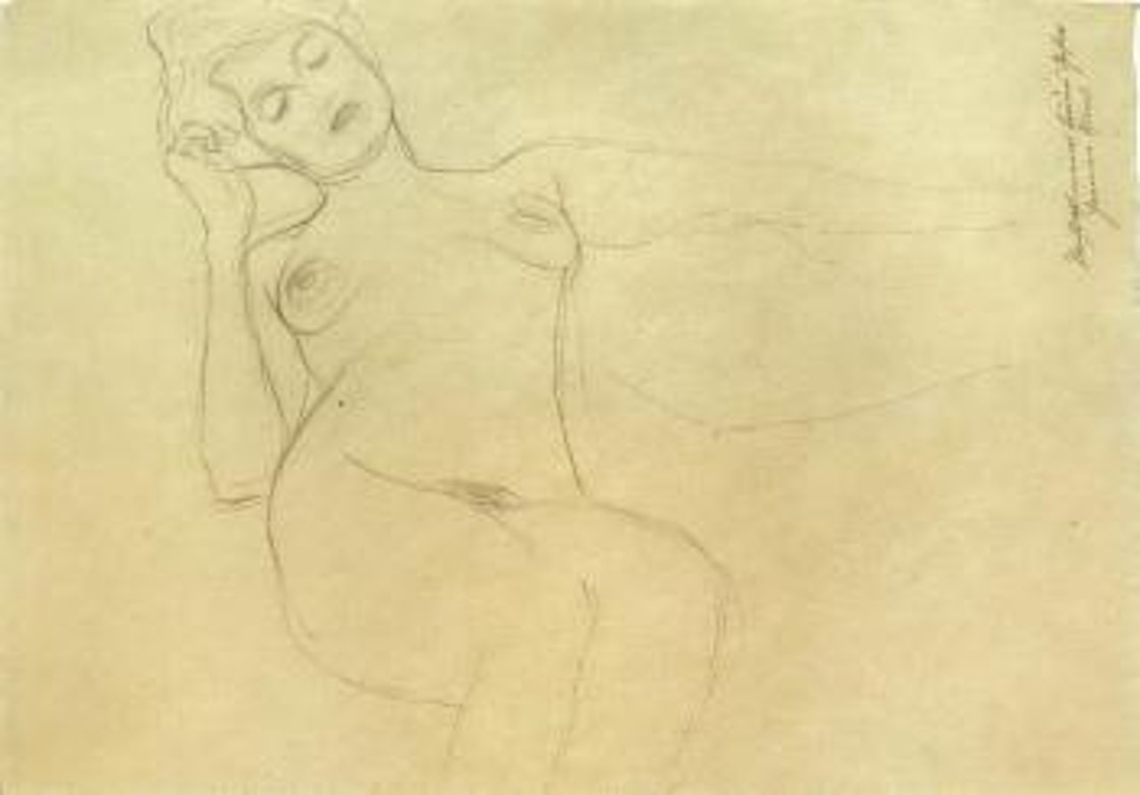 Seated female nude by Gustav Klimt