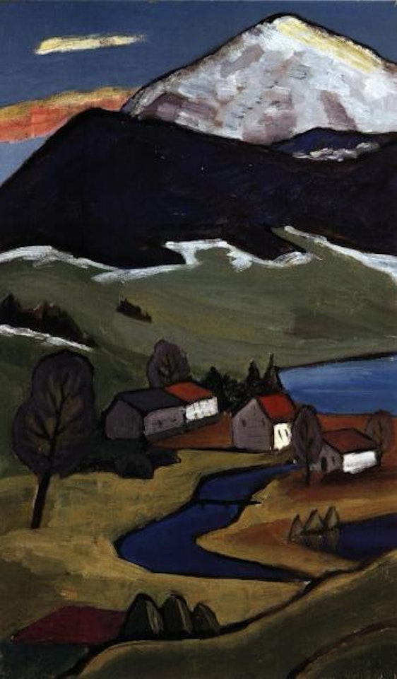 Landscape in March II - landscape with solitary farmstead by Gabriele Münter