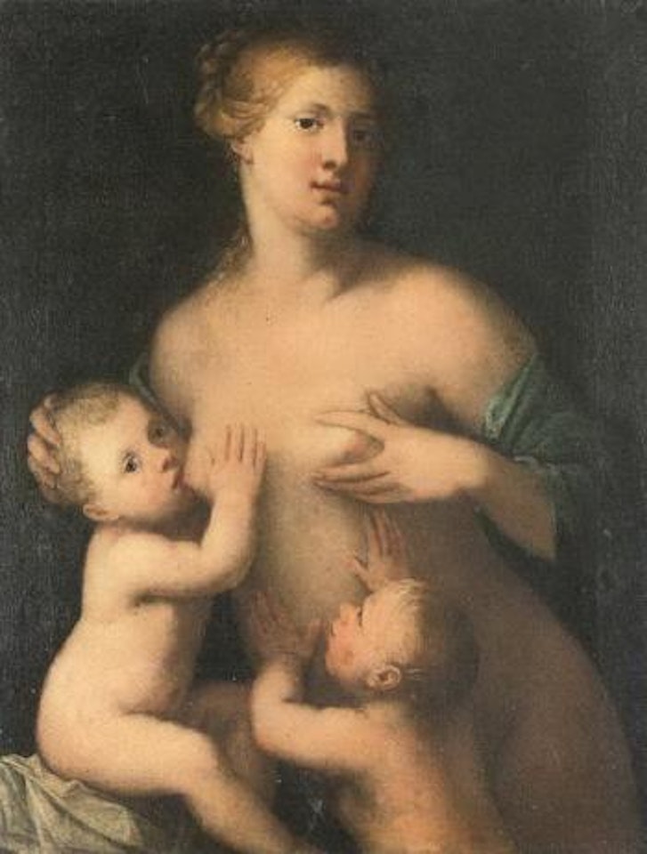 Caritas with two boys by Italian School