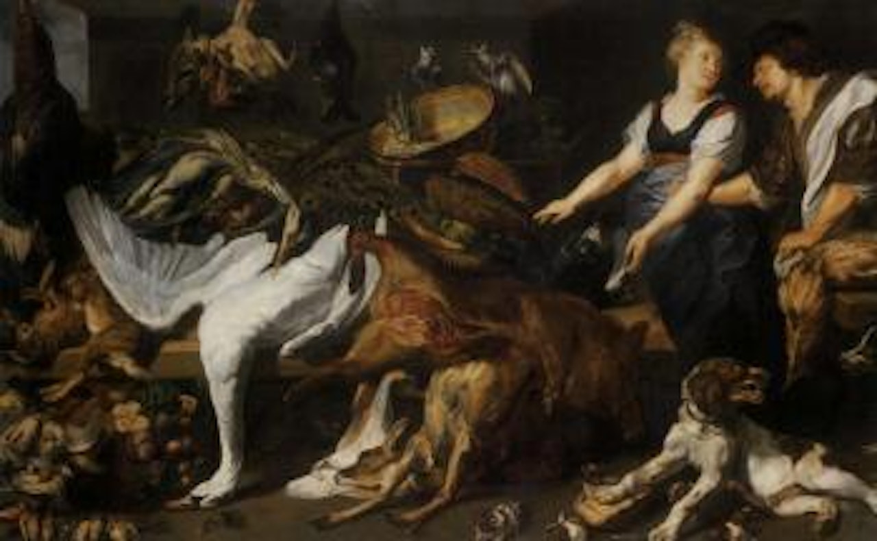 Un couple dans une cuisine avec du gibier by Peter Paul Rubens by Frans Snyders