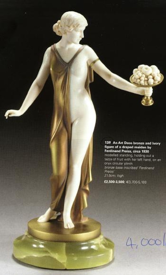 Figure of a draped maiden by Ferdinand Preiss