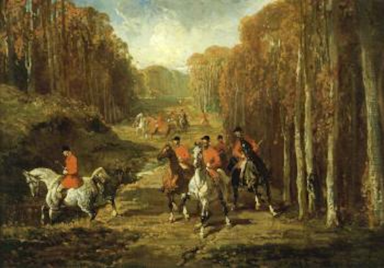 Hunting in the forest by Alfred de Dreux