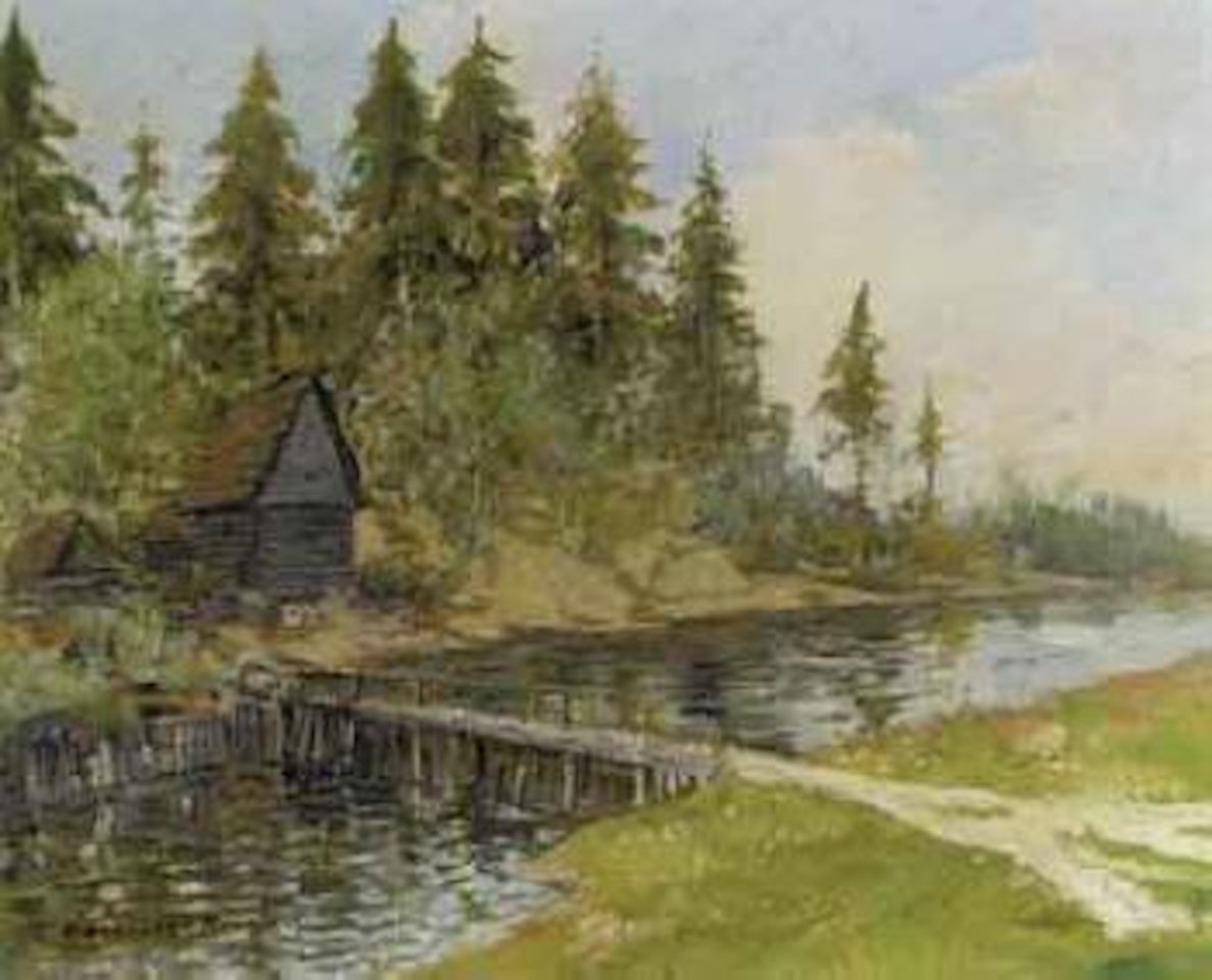 Dacha by the river by Konstantin Alekseevich Korovin