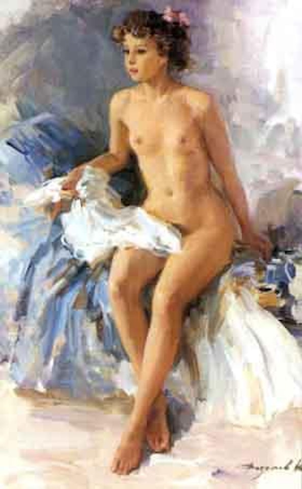 Seated nude by Constantin Razoumov