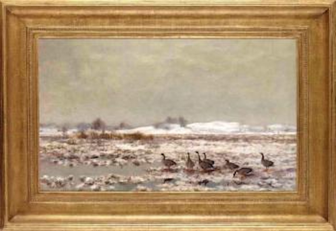 Winter landscape with wild geese by Bruno Liljefors