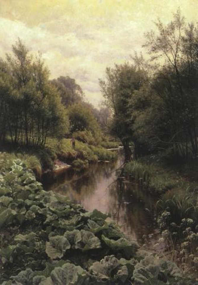 Small boy fishing by Peder Mork Monsted